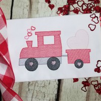 Valentine Train Sketch Embroidery Design